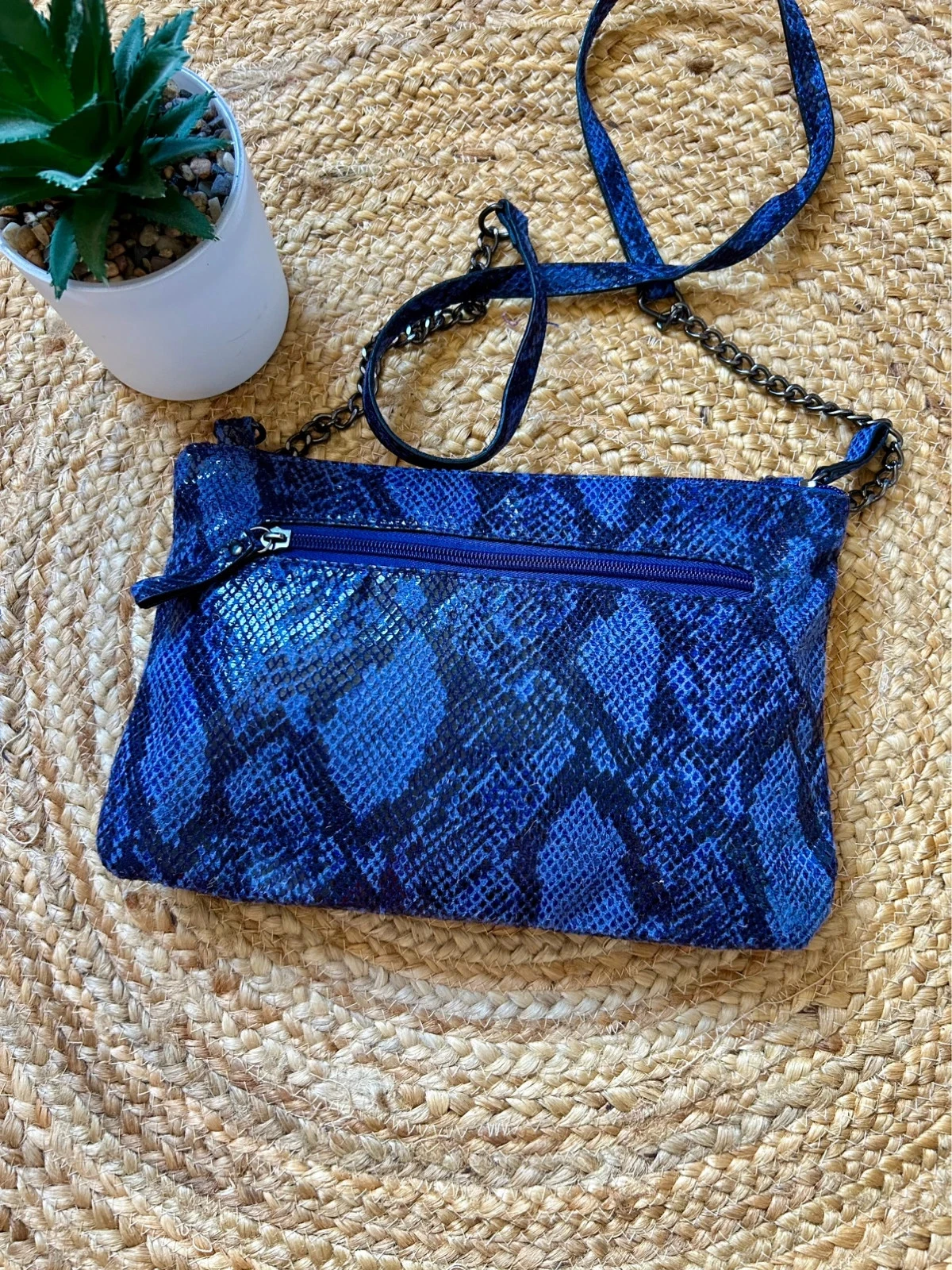 💙🐍Bolsa transversal python azul vintage Y2K glam rock chic com estampa animal crossbody clutch bag🐍🖤 – photo 2